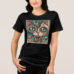 Camiseta Triblenda Gato de circuito retro futurista de mediados de si