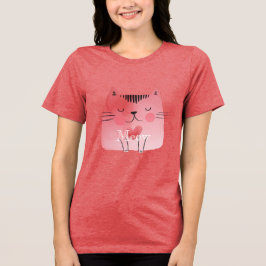 Camiseta Triblenda Gato de corazón rosado lindo