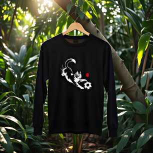 Camiseta Triblenda Gato de fútbol juguetón arte con pincel de tinta -