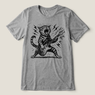 Camiseta Triblenda Gato de guitarra heavy metal, rock on