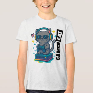 Camiseta Triblenda Gato de jugador - Gato Guay con auriculares y cont