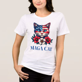 Camiseta Triblenda Gato de MAGA Trump Bandera estadounidense y patrio