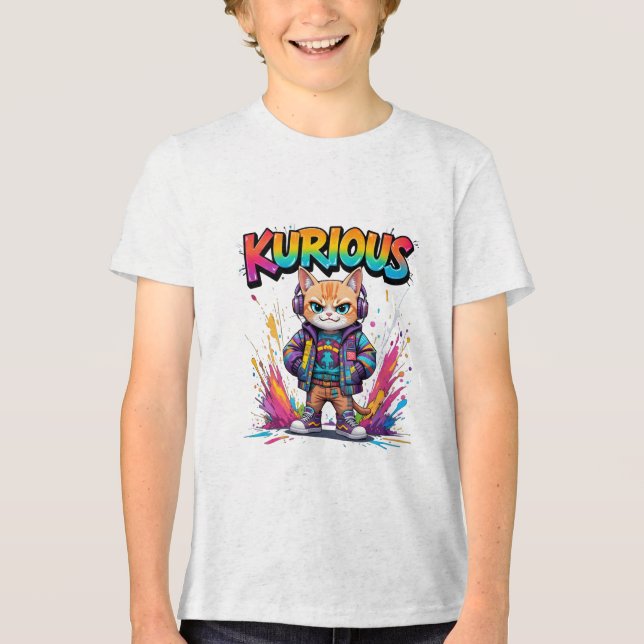 Camiseta Triblenda Gato de manga kurioso (Anverso)