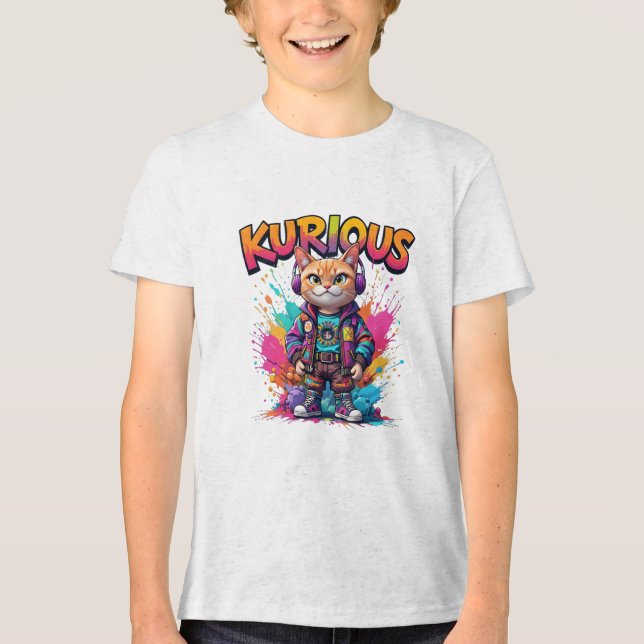 Camiseta Triblenda Gato de manga kurioso (Anverso)