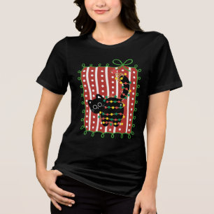 Camiseta Triblenda Gato de Navidad Enredado en Luces – Divertido y Li
