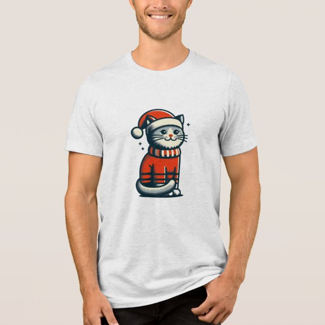 Camiseta Triblenda Gato de Navidades de corte (Anverso)