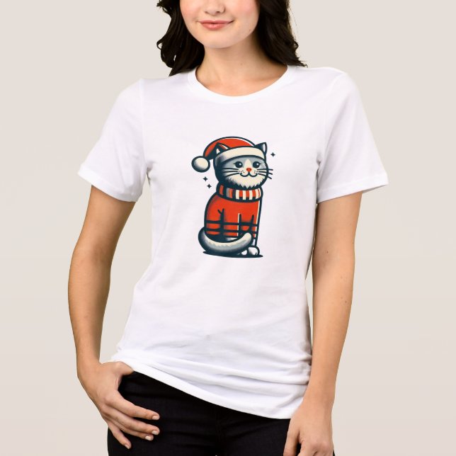 Camiseta Triblenda Gato de Navidades de corte (Anverso)