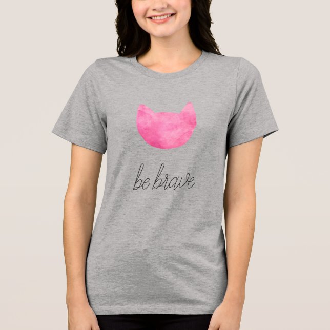 Camiseta Triblenda Gato de Ombre Rosado de Rubor Sé Valiente (Anverso)