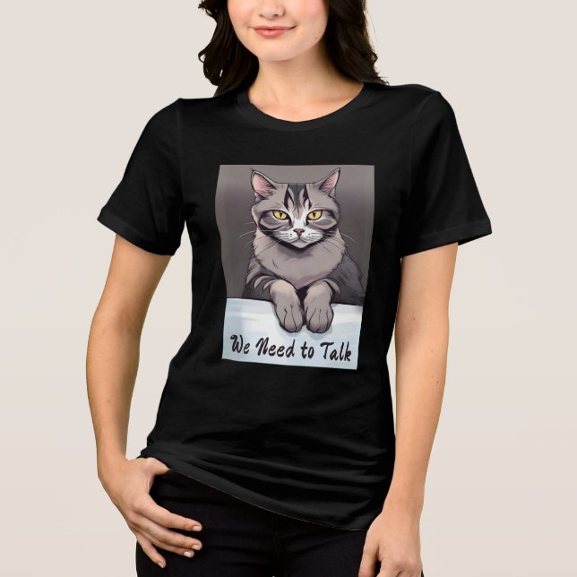 Camiseta Triblenda Gato de Stern Tabby exige una conversación seria (Anverso)