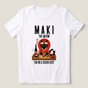 Camiseta Triblenda Gato de sushi a dieta gracioso