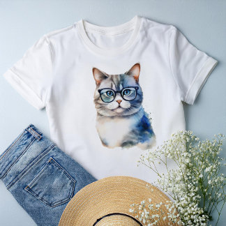 Camiseta Triblenda Gato de tabla gris acuarela personalizado