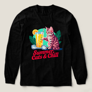 Camiseta Triblenda Gato de Verano Relajado - Kitten Tropical Retro