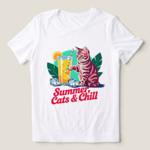 Camiseta Triblenda Gato de Verano Retro Relajante - Femenino Felino R
