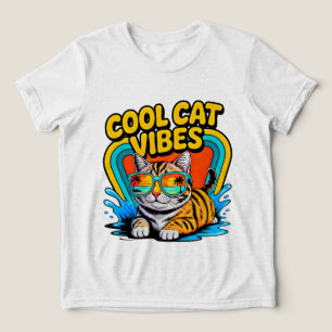 Camiseta Triblenda Gato de Verano Vibraciones Geniales - Regalo Retro