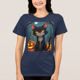 Camiseta Triblenda Gato del Diablo de Halloween: Camiseta maliciosa y