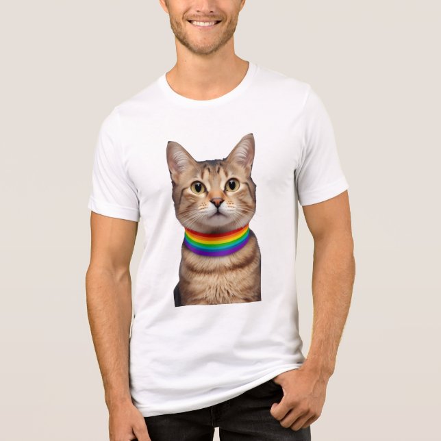 Camiseta Triblenda Gato del Orgullo Gay - Purroud y Orgullo (Anverso)