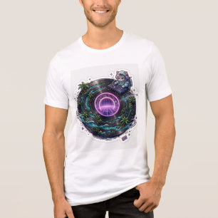 Camiseta Triblenda Gato DJ Espacial Lindo Disco de Vinilo Isla Tropic