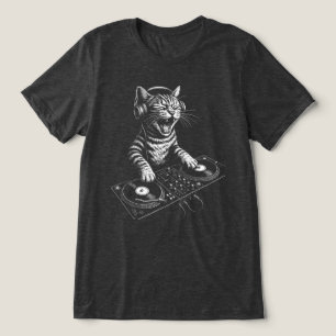 Camiseta Triblenda Gato DJ Retro Rascando Vinilo