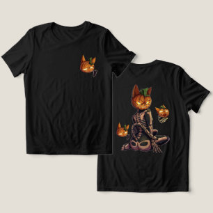 Camiseta Triblenda Gato esqueleto de calabaza espeluznante de Hallowe