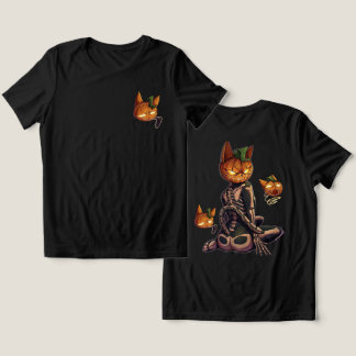 Camiseta Triblenda Gato esqueleto de calabaza espeluznante de Hallowe