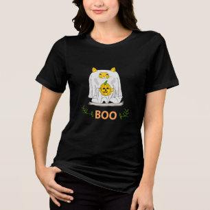 Camiseta Triblenda Gato fantasma lindo de Halloween calabaza Boo