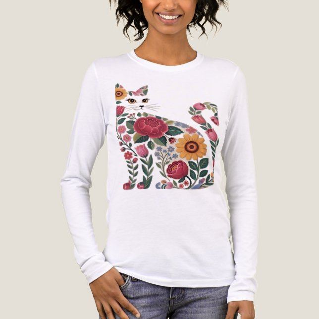 Camiseta Triblenda gato floral (Anverso)