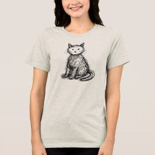 Camiseta Triblenda Gato Garabato Boceto Abstracto Arte De Gato Minima