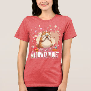 Camiseta Triblenda Gato Gastrónomo Chiste "Estoy a Dieta de Meowtaña"