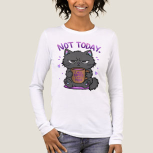 Camiseta Triblenda Gato gruñón amante del café lindo divertido hoy no