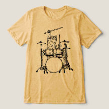 Gato Lindo Baterista Tocando Kit de Batería