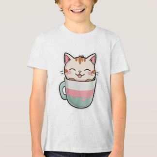 Camiseta Triblenda Gato Lindo en Taza de Té Gato Kawaii Amante del Ca