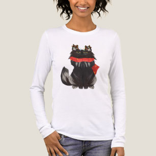 Camiseta Triblenda Gato Maine Coon con Decoraciones Navideñas