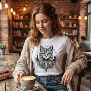 Camiseta Triblenda Gato Maine Coon Majestuoso Blanco y Negro