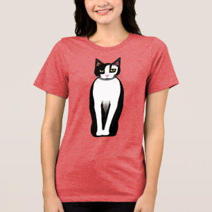Camiseta Triblenda Gato moderno negro y blanco de mediados del siglo