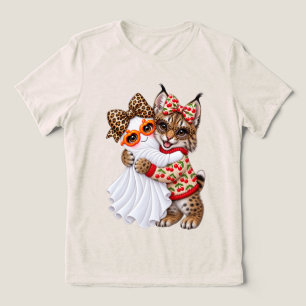 Camiseta Triblenda Gato montés lindo fantasma Halloween Arte de otoño