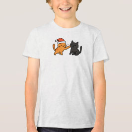 Camiseta Triblenda Gato Naranja de Navidad con Gato Negro
