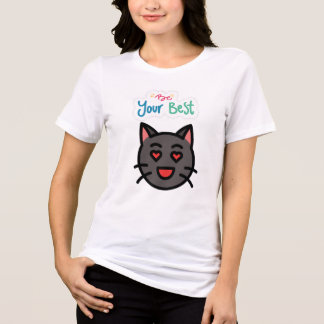 Camiseta Triblenda Gato Negro Adorable Ojos de Corazón Be Your Best P