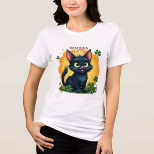 Camiseta Triblenda Gato negro afortunado: Monedas y amante del Día de