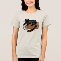 Gato negro de arte folclórico minimalista sentado