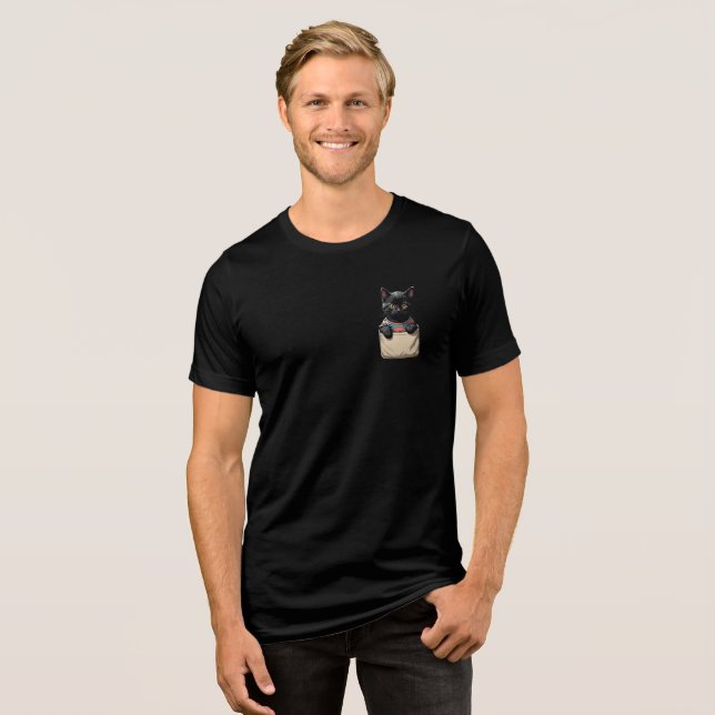 Camiseta Triblenda Gato negro de bolsillo (Anverso Completo)
