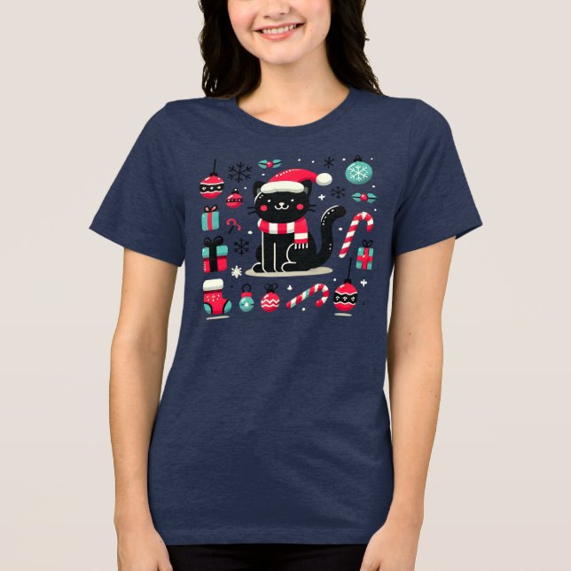 Camiseta Triblenda Gato negro de los navidades (Anverso)