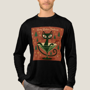 Camiseta Triblenda Gato Negro de Martini Navideño de Mitad de Siglo