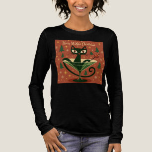Camiseta Triblenda Gato Negro de mediados de siglo Feliz Martini Navi