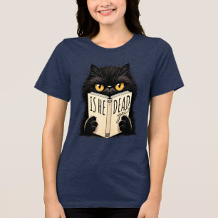 Camiseta Triblenda Gato negro divertido leyendo diseño de amante de l