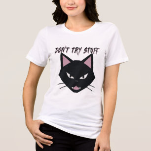 Camiseta Triblenda Gato negro enojado - Minimalista brillante "NO INT