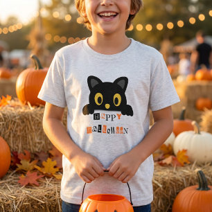 Camiseta Triblenda Gato Negro Lindo de Halloween