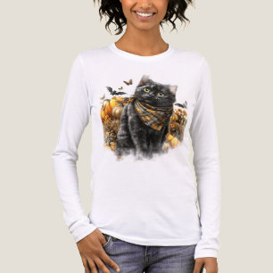 Camiseta Triblenda GATO NEGRO TEMÁTICO DE CAÍDA DE bonito CON PUMPKIN