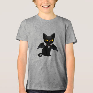 Camiseta Triblenda Gato negro vampiro de Halloween con alas