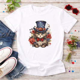 Camiseta Triblenda Gato Patriótico Americano