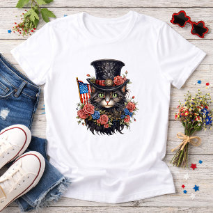 Camiseta Triblenda Gato Patriótico con Estrellas